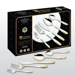 Комплект прибори за хранене Bohmann BP A30-GM, Кутия, 30 бр, Инокс/златист, (19169)