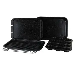 Комплект съдове за печене Royalty Line RL-5RB, 5 части, Карбонова стомана, Черен, (19090)