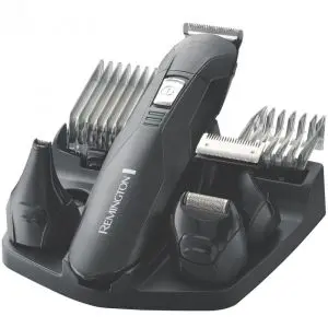 Комплект за постригване Remington PG6030, Акумулатор, 4 глави, 2 гребена, Самонаточващи се остриета, Черен, (17801)