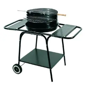 Барбекю на дървени въглища MasterGrill MG906, 46 cm, 3 рафта, Грил шиш, 2 колела,  Емайлирана стомана, Черен, (17622)