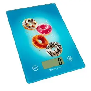 Кухненска везна Rosberg Premium RP51651KD Doughnut, 5 кг, ТАРА, Стъклена, Донат, Син, (12868)