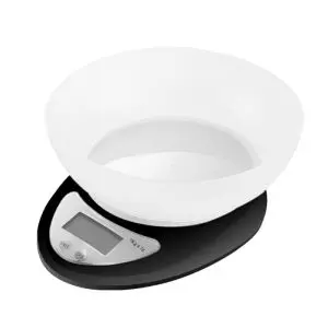 Кухненска везна Rosberg R51651H, 5 кг, ТАРА, С купичка, 2хAAA, Черен, (55R51651HB)