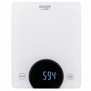 Кухненска везна Adler AD 3173W, 10кг, LED, Тара, g/lb:oz/ml/oz, Бял, (35922496)