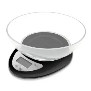 Кухненска везна с купа Rosberg Premium R51651HT, 5 кг, Купа, LCD дисплей, ТАРА, Черен, (21262)