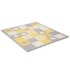 Мек пъзел с форми KinderKraft LUNO SHAPES, жълт, (14962)