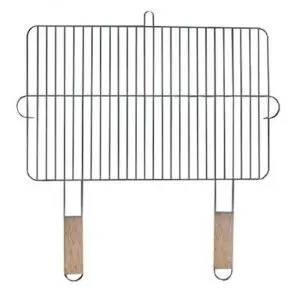 Метална скара за барбекю MasterGrill MG255, 2 дървени дръжки, Размер на скарата 54 х 34 см, Инокс/кафяв, (35948653)