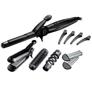 Мултифункционална маша/преса за прически Remington S8670, 4 приставки, 200°C, Антистатична, Керамично покритие, Черен, (35945604)