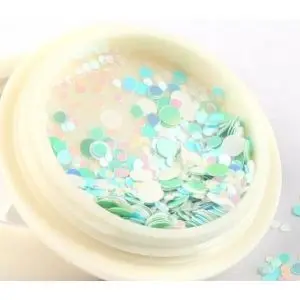 Конфети за декорация на нокти, тюркоаз и бели, (35923268)