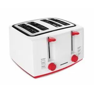 Тостер HEINNER HTP-1300WHR, За 4 филии, 7 степени, Функция затопляне и размързяване, Бял/Червен, (21362)