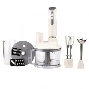 Пасатор с чопър и миксер Finlux FHB-648 SET 3, 1500W, Комплект 6 в 1, Чопър с приставки, Бежов, (9999FHB648)