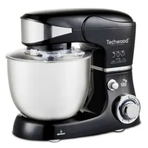 Планетарен миксер Techwood TRO-1056, 1000W, 5 литра, 6 скорости, 3 приставки, Черен/Инокс, (999TRO1056)