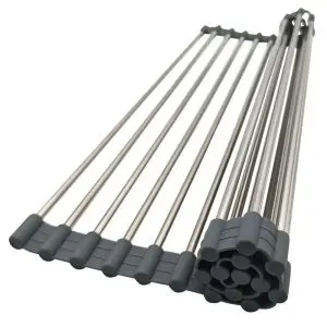 Постелка за сушене на съдове Kinghoff KH 1903, 45х32 см, Устойчива на корозия, Силиконви краища, Неплъзгаща се, Сгъваема, Инокс/сив, (35932224)