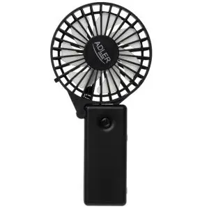 Преносим ръчен вентилатор Adler AD 7336, Сгъваем, 6.5 см, 46.2 dB, 2xAA, Перка наклонена под ъгъл 30 градуса, Черен, (35940356)