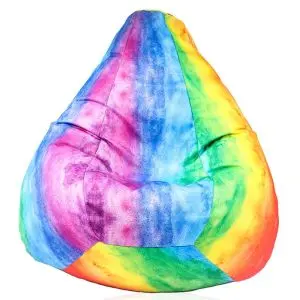 Пуф, круша, 220л., Nirvana Hobbit, Rainbow Watercolour, Водоустойчив, Перящ се калъф, Пълнеж от Полистиролни перли, принт, 8335