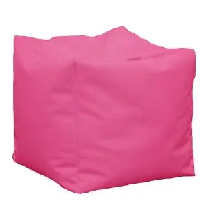 Пуф, 130л., Табуретка Куб XL - Teteron Pink, Перящ се калъф, Пълнеж от Полистиролни перли, за открито, 8282