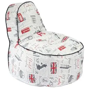 Пуф, стол, 200л., OK Junior, 200л., Good Old News, Водоустойчив, Перящ се калъф, Пълнеж от Полистиролни перли, принт, 8480