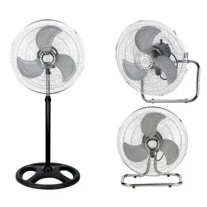 Вентилатор 3в1 SAPIR SP 1760 M18-3, 55W, 46 см, 3 скорости, На стойка/настолен/за стена, Спици, Черен/сребрист