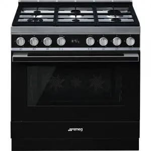 Готварска печка SMEG CPF9GMBL, Серия Portofino, 90 см, 6 газови котлона, (19721)
