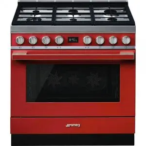 Готварска печка SMEG CPF9GPR, Серия Portofino, 90 см, 6 газови котлона, (19711)