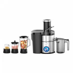 Сокоизстисквачка 4в1 Royalty Line RL-PJ19003, 1000W, 1 L, Чопър, Блендер, Мелничка, Инокс/черен, (35922790)
