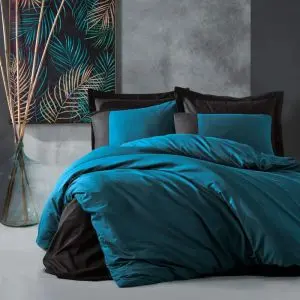 Спален комплект Cotton Box 129CTN3841, 100% памук, 4 части, Плик 200х220 см, Чаршаф 240х260 см, 2 Калъфки 50х70 см, Черен/син, (129CTN3841)