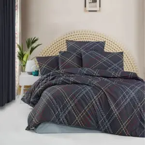 Спален комплект Viktoria 121VCT2711, 3 части, Плик 160x220, Чаршаф 160x240, Калъфка 50х70, Памук Ranforce, Тъмносин, (17664)