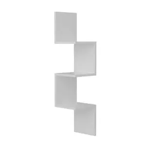 Стенен рафт Furny Home 756FRN1616, 105.4х25 cm, Ламинирано ПДЧ, 3 нива, Ъглов, Бял, (756FRN1616)