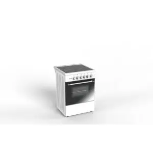 Готварска печка Aurica EC6022W, 60 см, Стъклокерамичен плот, 4 стъклокерамични нагревателни зони, Електрическа фурна 61л, Бяла