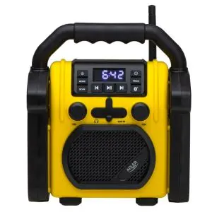 Строително радио Adler AD 1911, 10W, 87.5-108 MHz, Bluetooth, AUX вход, Прахоустойчиво, Водоустойчиво,, 6x R14, Жълт, (35922819)