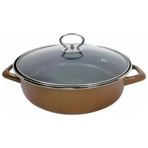 Тава и тенджера 2в1 Rosberg R51222A28CT, 28 см, Мраморно покритие, Капак, Индукция и фурна, Меден, (17787)