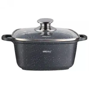 Тенджера за фурна и котлон Kinghoff KH 1601, 20x20 см, 2.8 л, Мраморно покритие, Индукция, Черен, (35946304)