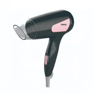 Сешоар туристически Rosberg R51100N, 1200W, Сгъваема дръжка, 3 температурни настройки, Черен/розов, (35944186)