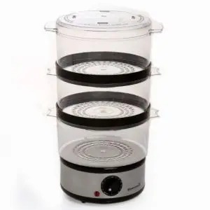 Уред за готвене на пара Hausberg HB-1355, 400W, 7.2 литра, 3 Подвижни отделения, Инокс/черен, (9999HB1355)