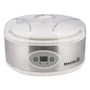 Уред за кисело мляко Hausberg HB-2191, 50W, 200ml, Стъкло, LED дисплей, Таймер 1-12ч, Бял/Сребрист, (13118)