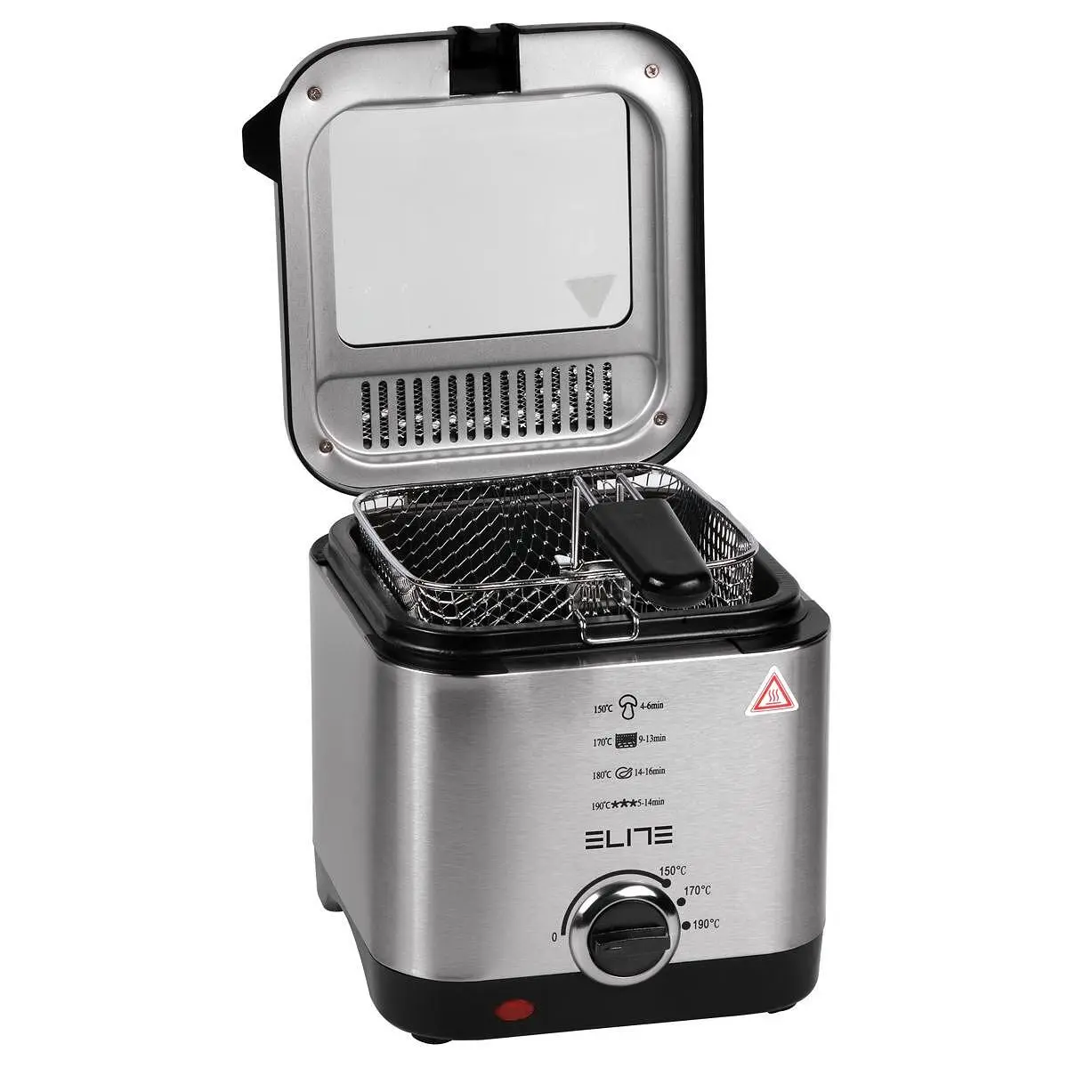 Фритюрник ELITE DF-1198, 1.5L, 900W, Инокс, (16036): Фритюрник с отворен капак