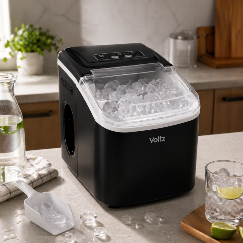 Ледогенератор Oliver Voltz OV51447E, 120W, 0.8 л, 12 кг/24 ч, R600a, Самопочистване, Сензорно управление, (35948250): Ледогенератор с кубчета лед