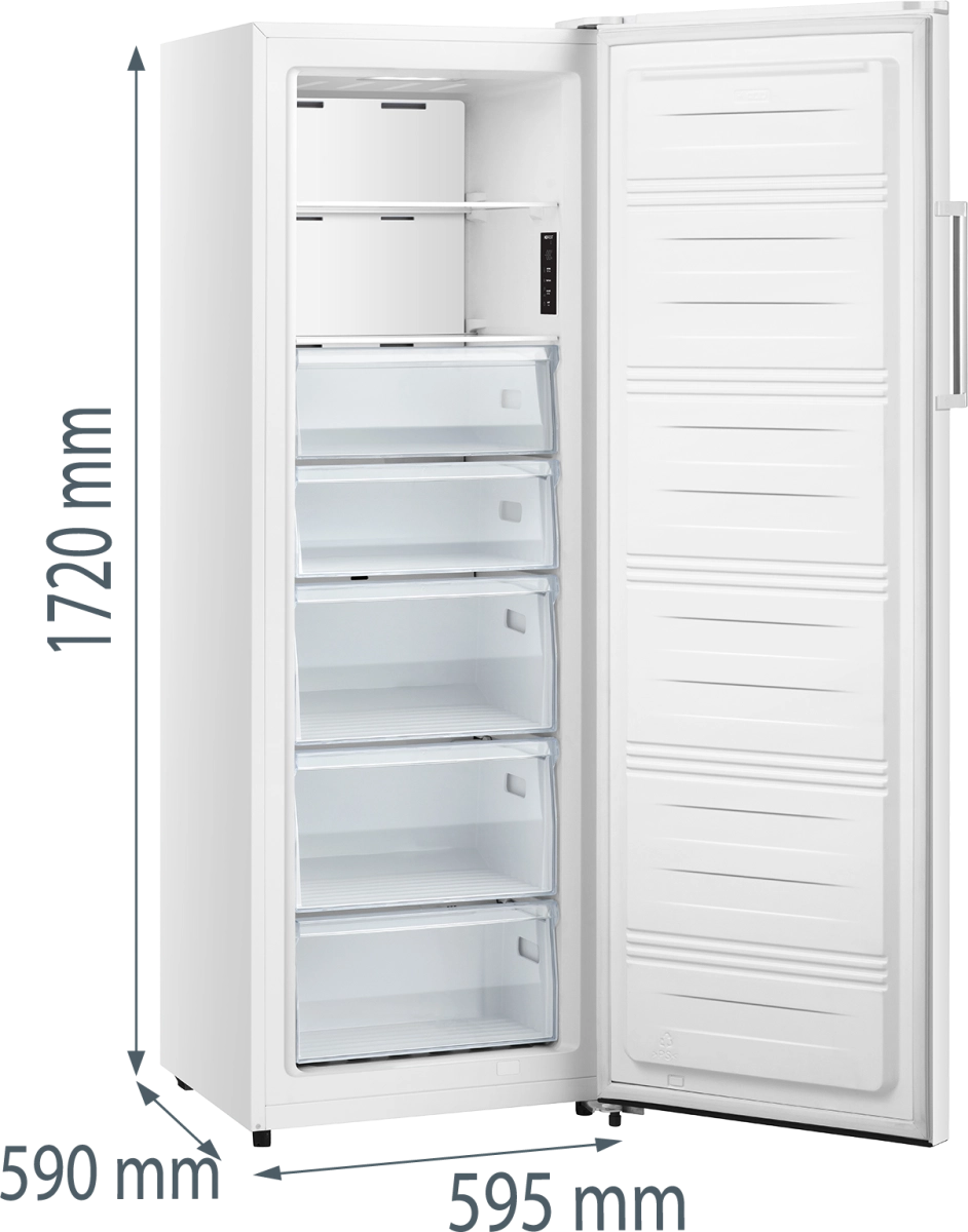 Вертикален фризер Gorenje FN617EEW5, (35932262): Размери на отворения фризер