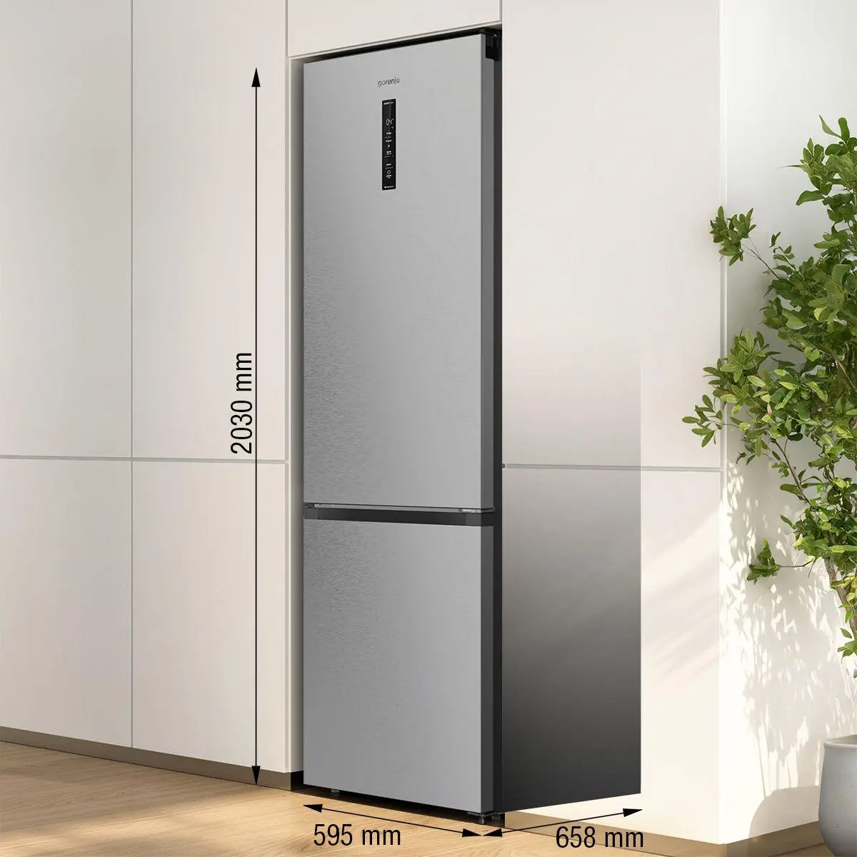 Хладилник с фризер Gorenje NRB620E61X4WFE, (35932260): Размери на хладилника