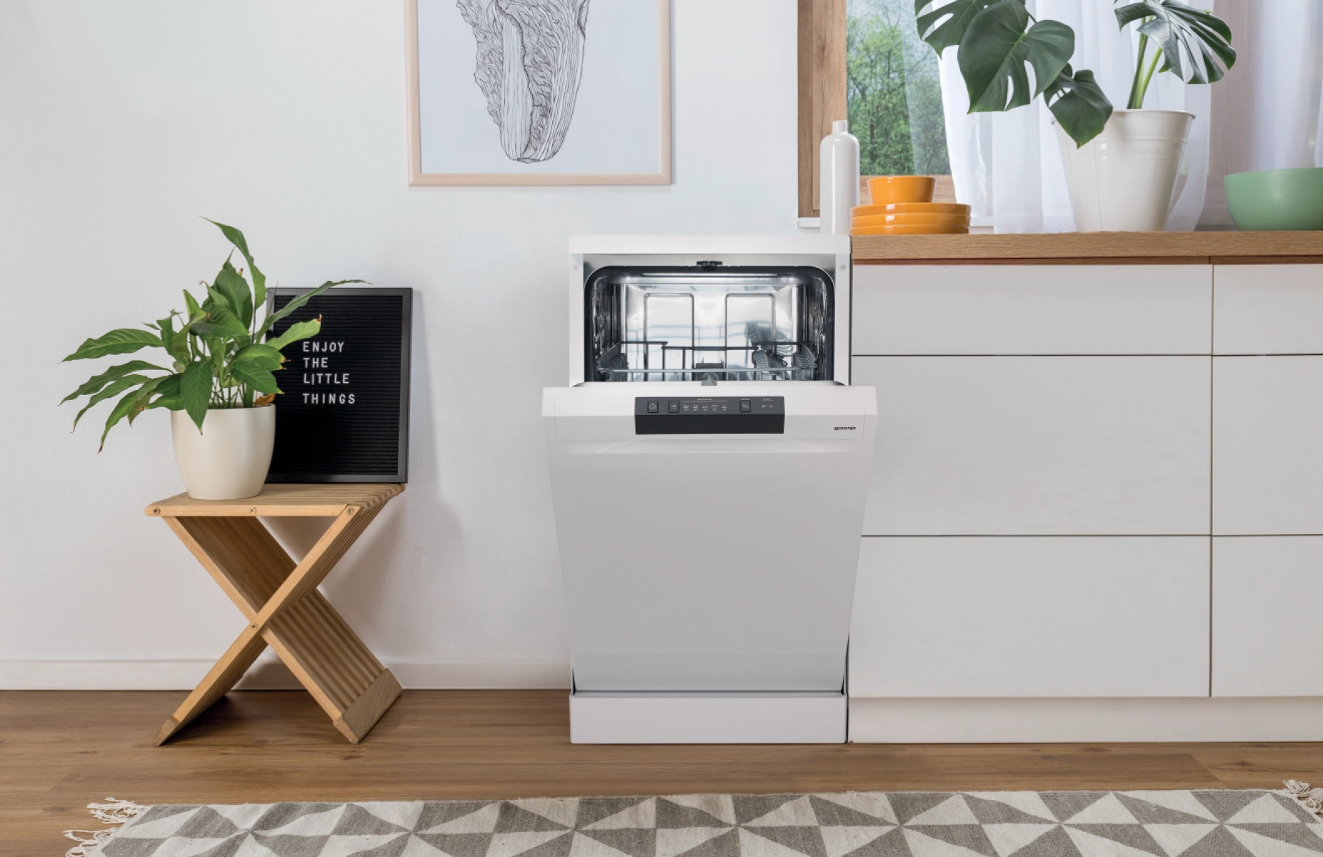 Съдомиялна Gorenje GS520E15W, 9 комплекта, бял, (13614): Съдомиялна с отворена врата