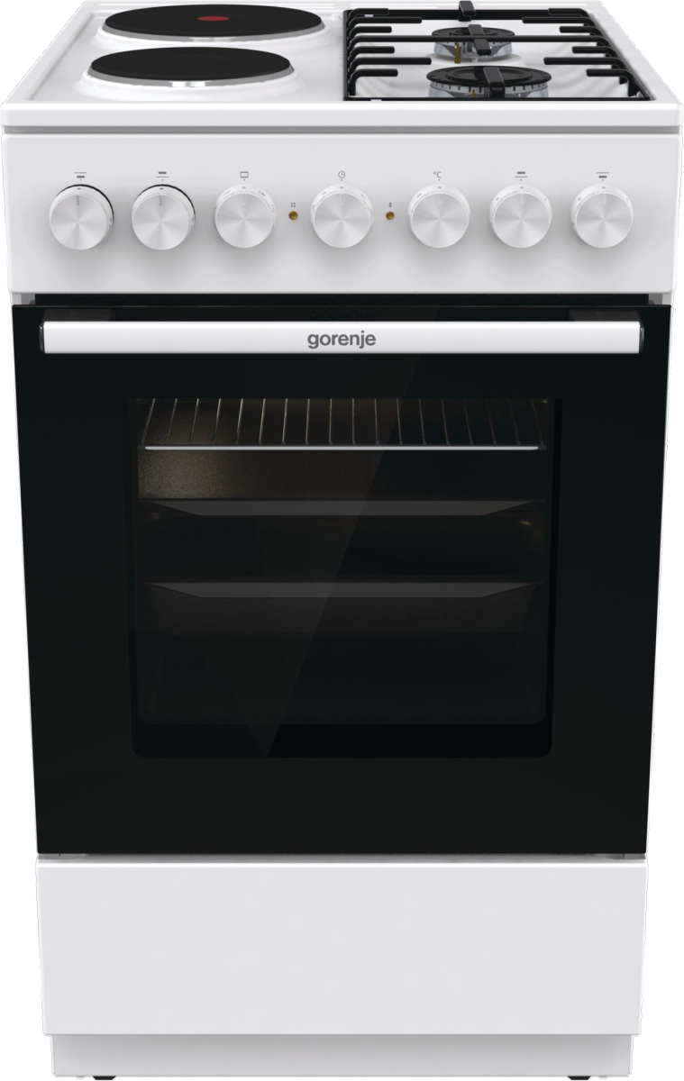 Комбинирана готварска печка Gorenje GK5B42WF, 70L, Aqua Clean, Бял, (35930987): Комбинирана печка отпред