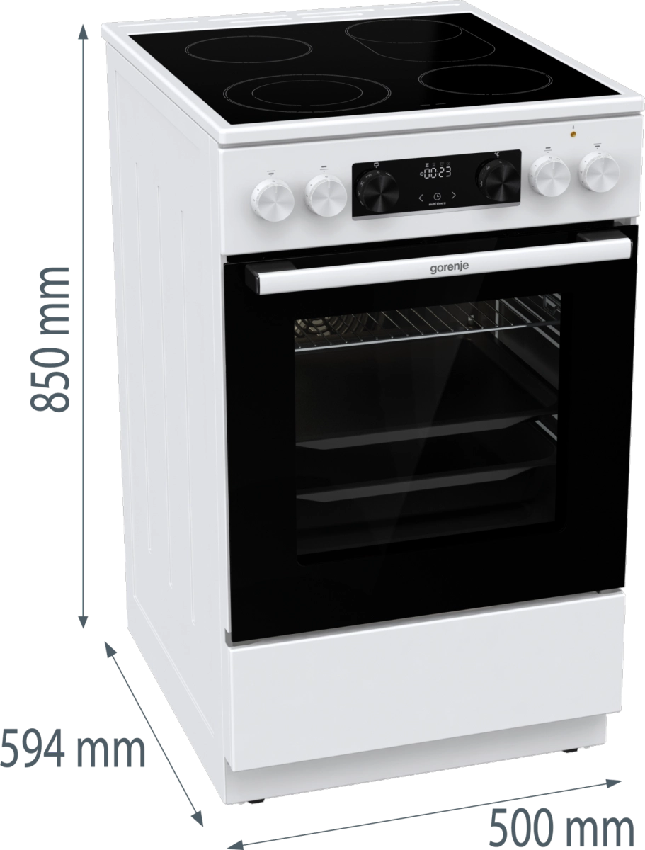 Готварска печка Gorenje GECS5C70WA, 70L, AirFry, Бял, (13704): Размери на готварската печка