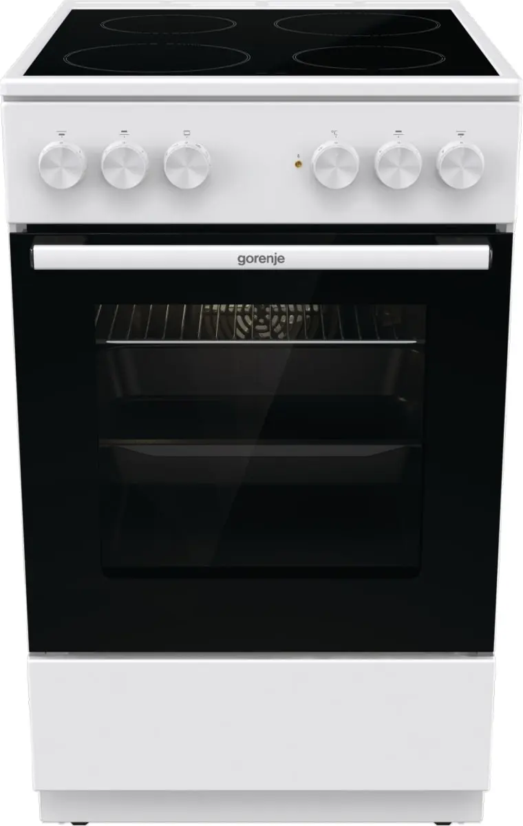 Готварска печка със стъклокерамичен плот Gorenje GEC5A61WG, 70 литра, бял, (13736): Готварска печка отпред