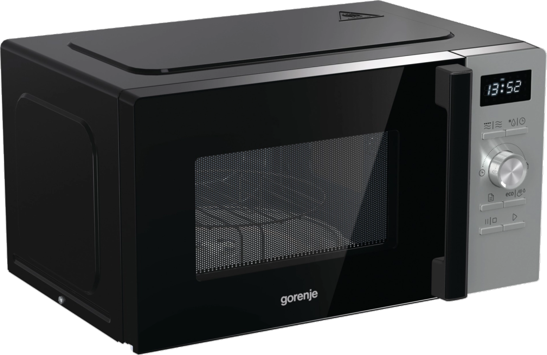 Микровълнова фурна Gorenje MO20A4XH, 20 литра, грил, черен/сив, (13728): Микровълнова фурна под ъгъл