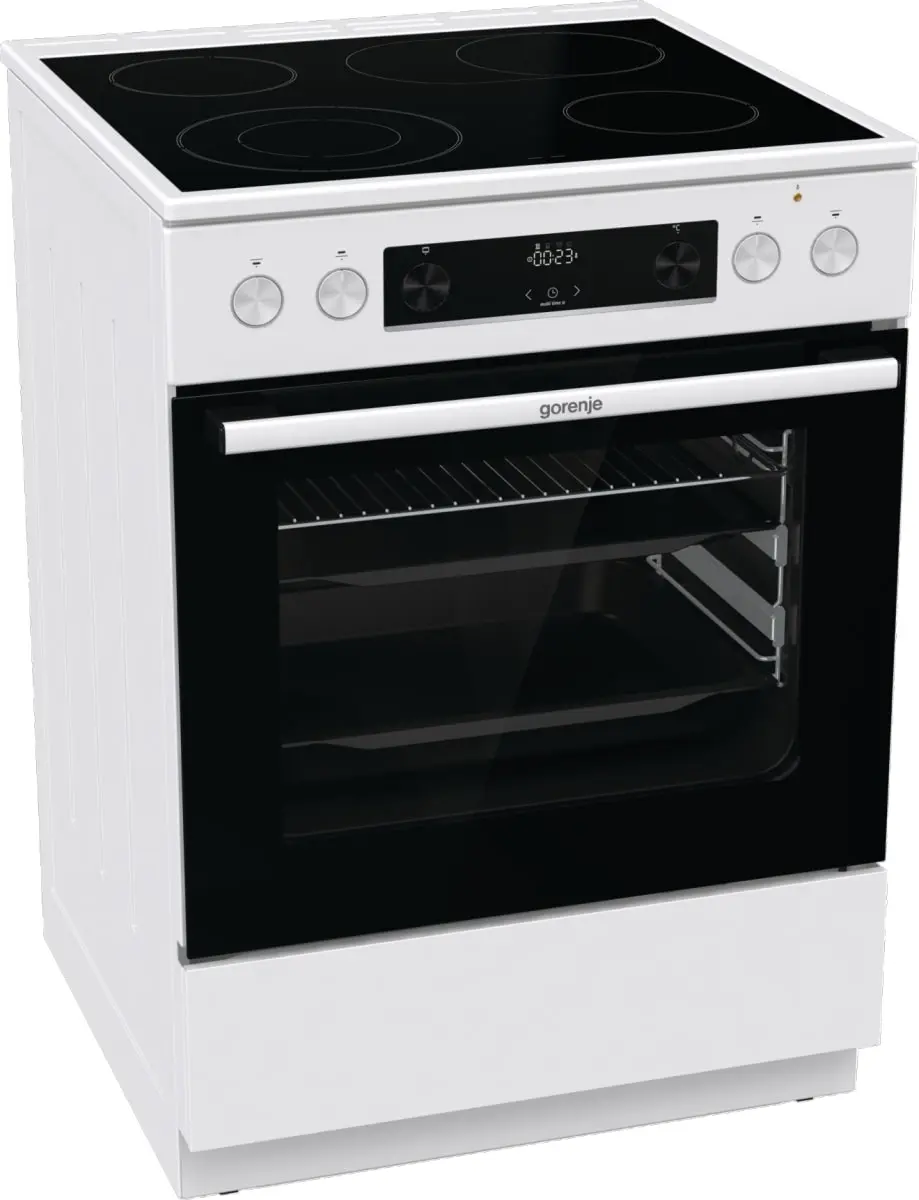 Готварска печка със стъклокерамичен плот Gorenje GECS6C70WPA, 71 литра, бял, (13679): Бяла готварска печка