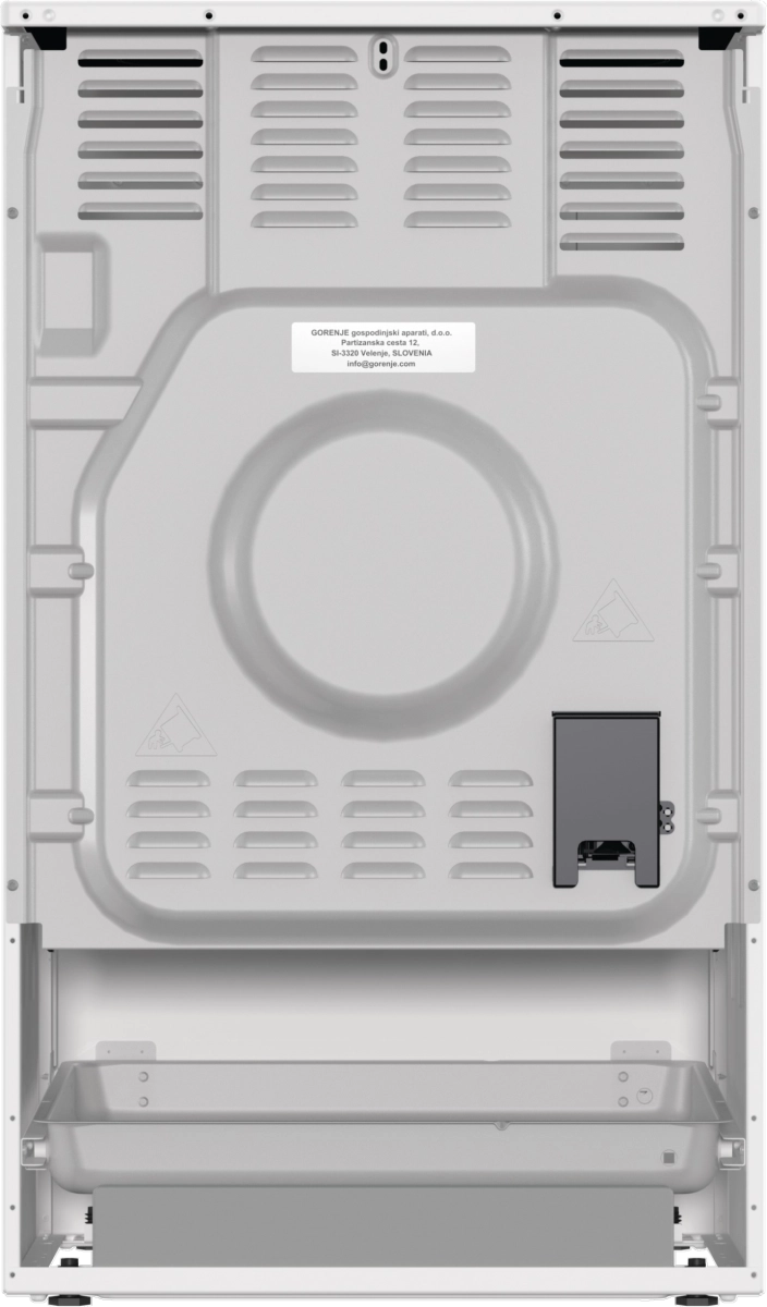 Готварска печка със стъклокерамичен плот Gorenje GEC5A61WG, 70 литра, бял, (13736): Задна страна на печката