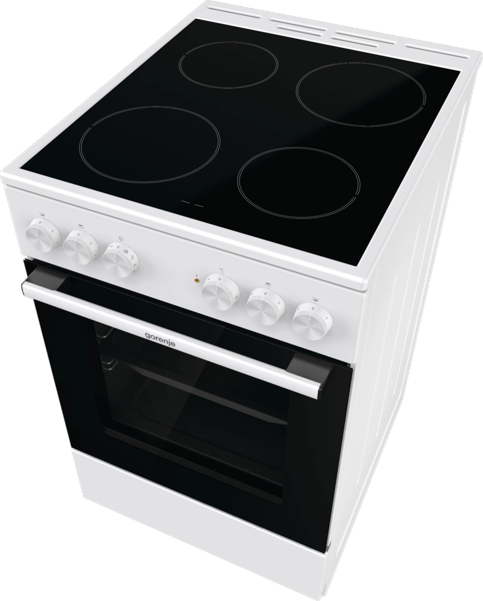 Готварска печка със стъклокерамичен плот Gorenje GEC5A61WG, 70 литра, бял, (13736): Печка с четири зони