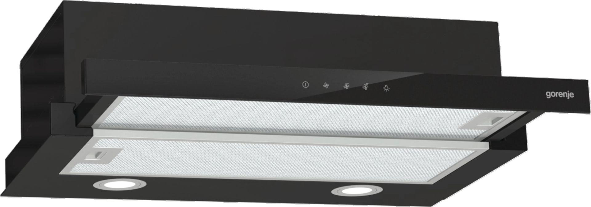 Абсорбатор за вграждане GORENJE TH64E4BG, 450 м³/ч, Черен, (20727): Долна страна на абсорбатора