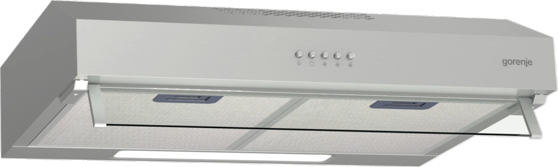 Абсорбатор Gorenje WHU629AX/M, 381 м³/ч, два мотора, инокс, (13598): Абсорбатор отдолу под ъгъл