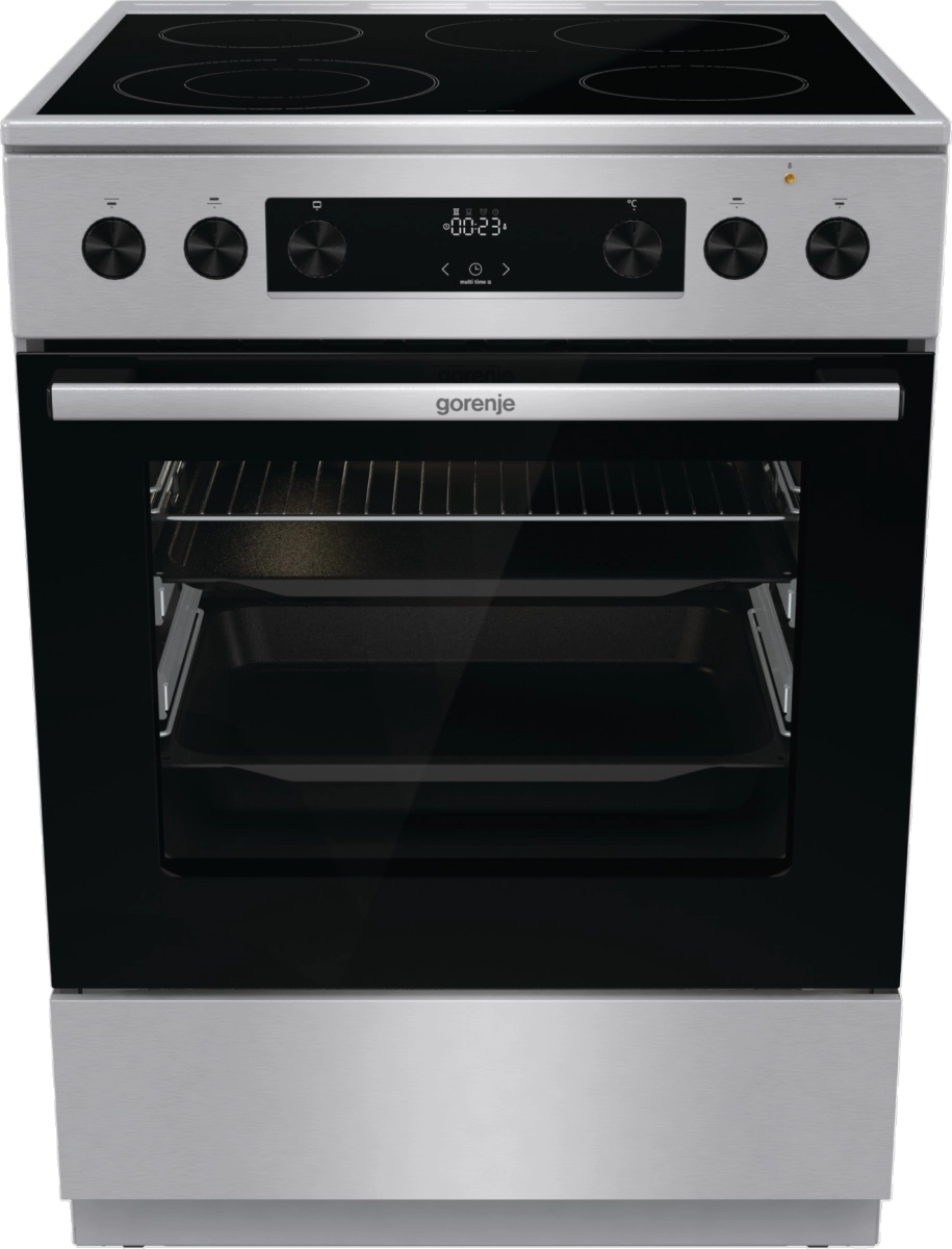 Готварска печка със стъклокерамичен плот Gorenje GECS6C70XPA, 71 литра, инокс, (13678): Печка отпред