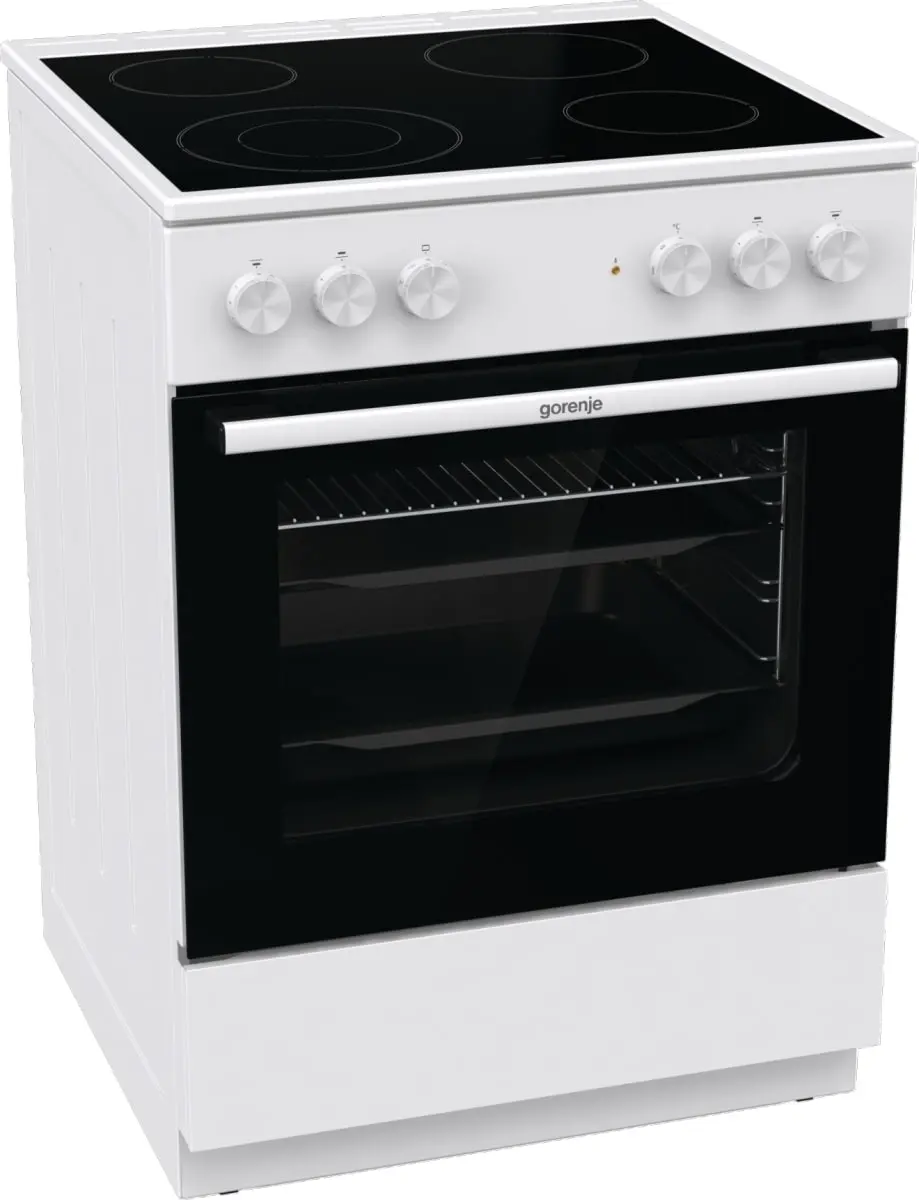 Готварска печка със стъклокерамичен плот Gorenje GEC6A41WC, 71 литра, бял, (13706): Готварска печка под ъгъл